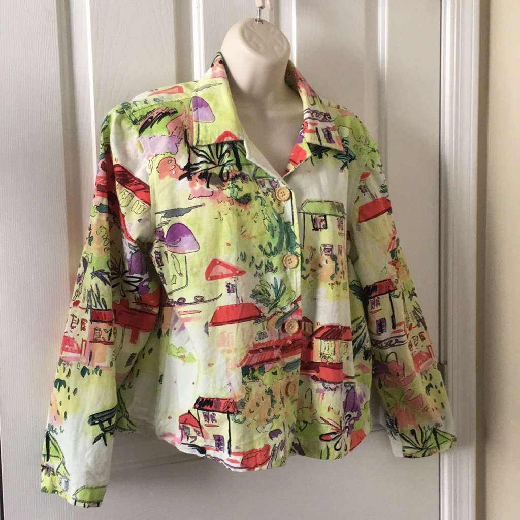 Passports 100% Cotton Travel Theme Sequin Jacket M